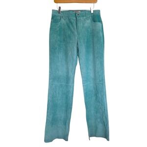 Vintage Skotts‎ Suede Teal Genuine Leather Mid Rise Bootcut Pants Size 8